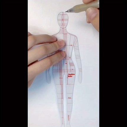 Fashion Designer's Acrylic Sketch Ruler - Ultimate Guide for Human Figure and Garment Designs - Très Elite