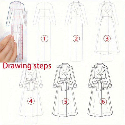 Fashion Designer's Acrylic Sketch Ruler - Ultimate Guide for Human Figure and Garment Designs - Très Elite