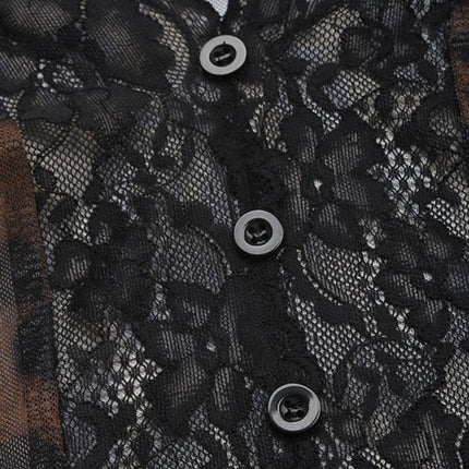 Fashion Leopard Print Sexy Mesh Splicing Trumpet Sleeve Bodysuit - Très Elite