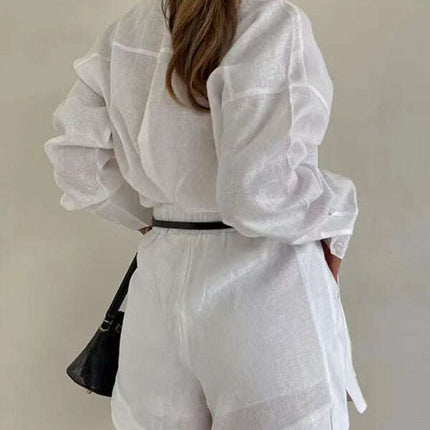 Fashion casual short trousers and long-sleeved shirt set - Très Elite