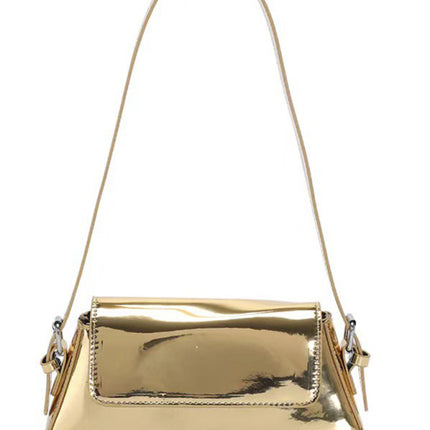 Fashion patent leather ladies baguette texture glossy underarm shoulder bag - Très Elite