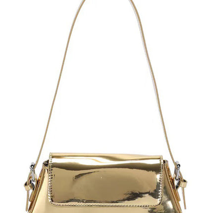 Fashion patent leather ladies baguette texture glossy underarm shoulder bag - Très Elite