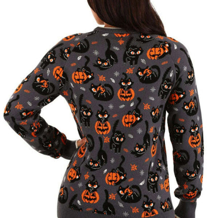 Fashionable Women's Jacquard Sweater Halloween Loose Round Neck Pullover Women's Sweater - Très Elite