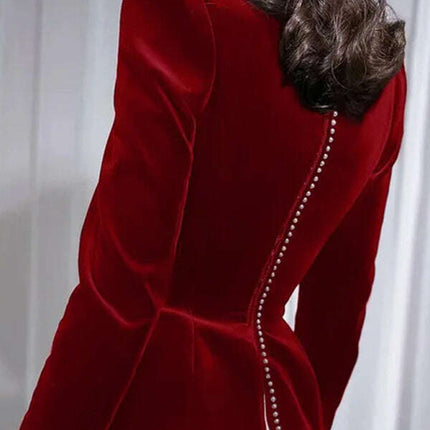 Fashionable and personalized long-sleeved color-blocked pleated hem mini skirt dress - Très Elite