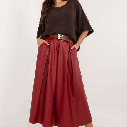 Faux Leather Midi Skirt 202775 Office And Formal Wear