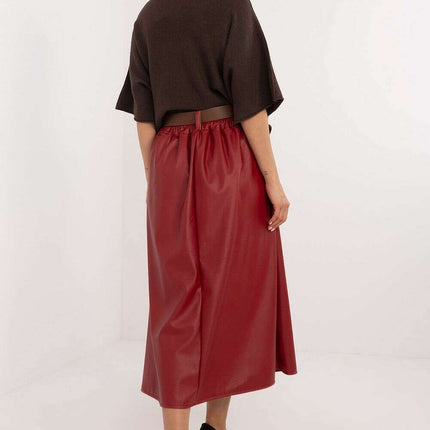 Faux Leather Midi Skirt 202775 Office And Formal Wear - Très Elite
