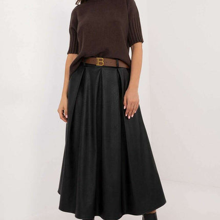 Faux Leather Midi Skirt 202775 Office And Formal Wear