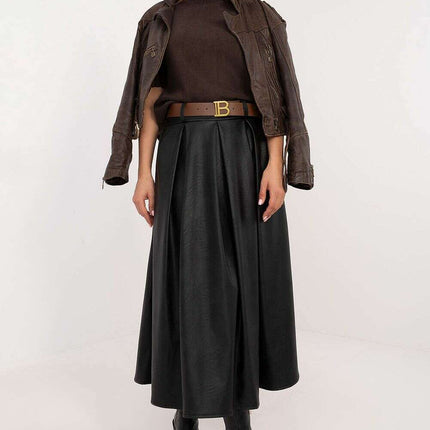 Faux Leather Midi Skirt 202775 Office And Formal Wear - Très Elite