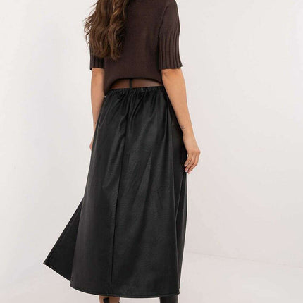 Faux Leather Midi Skirt 202775 Office And Formal Wear - Très Elite