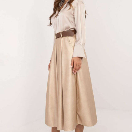 Faux Leather Midi Skirt 202775 Office And Formal Wear - Très Elite