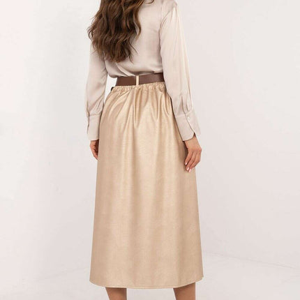Faux Leather Midi Skirt 202775 Office And Formal Wear - Très Elite