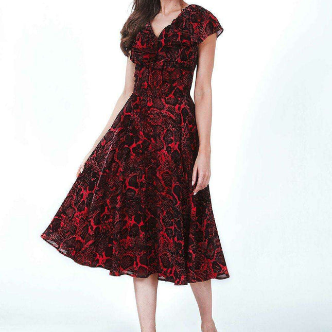 Feline Chic Chiffon Day Dress - Très Elite