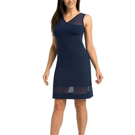 Feminine Black Nightgown with Mesh Details - Très Elite