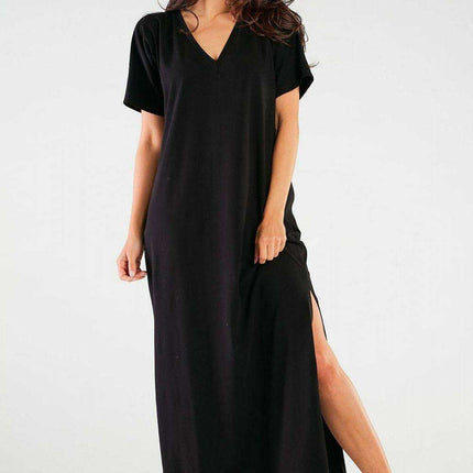 Feminine Elegance Side-Slit Maxi Dress