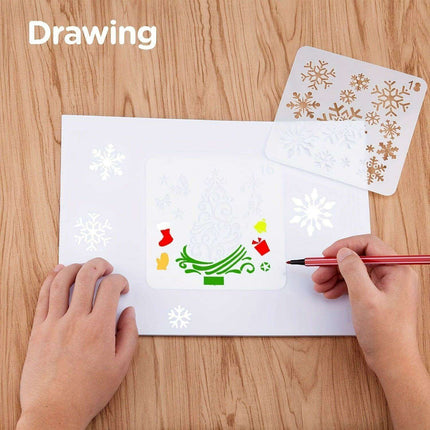 Festive 8-Piece Stencil Set for Creative Holiday DIY - Durable, Reusable, and Perfect for Decorating Wood, Walls, and Fabrics - Très Elite