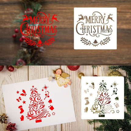 Festive 8-Piece Stencil Set for Creative Holiday DIY - Durable, Reusable, and Perfect for Decorating Wood, Walls, and Fabrics - Très Elite