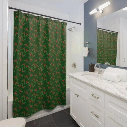 Festive Cheer Christmas Shower Curtain - Bright and Colorful Holiday Bathroom Decor - Très Elite