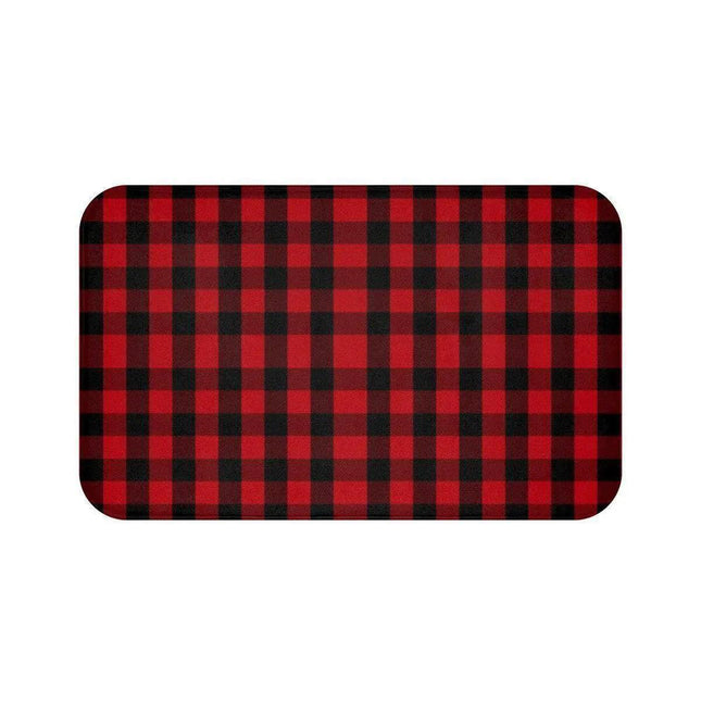 Festive Christmas Plaid Memory Foam Bath Mat - Cozy Up Your Holiday Bathroom