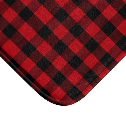 Festive Christmas Plaid Memory Foam Bath Mat - Cozy Up Your Holiday Bathroom