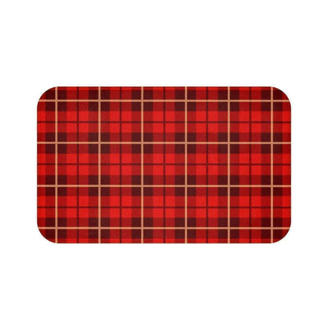Festive Holiday Plaid Memory Foam Bath Rug