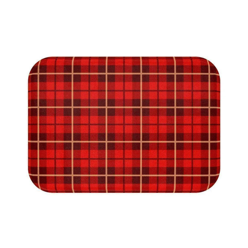 Festive Holiday Plaid Memory Foam Bath Rug - Très Elite