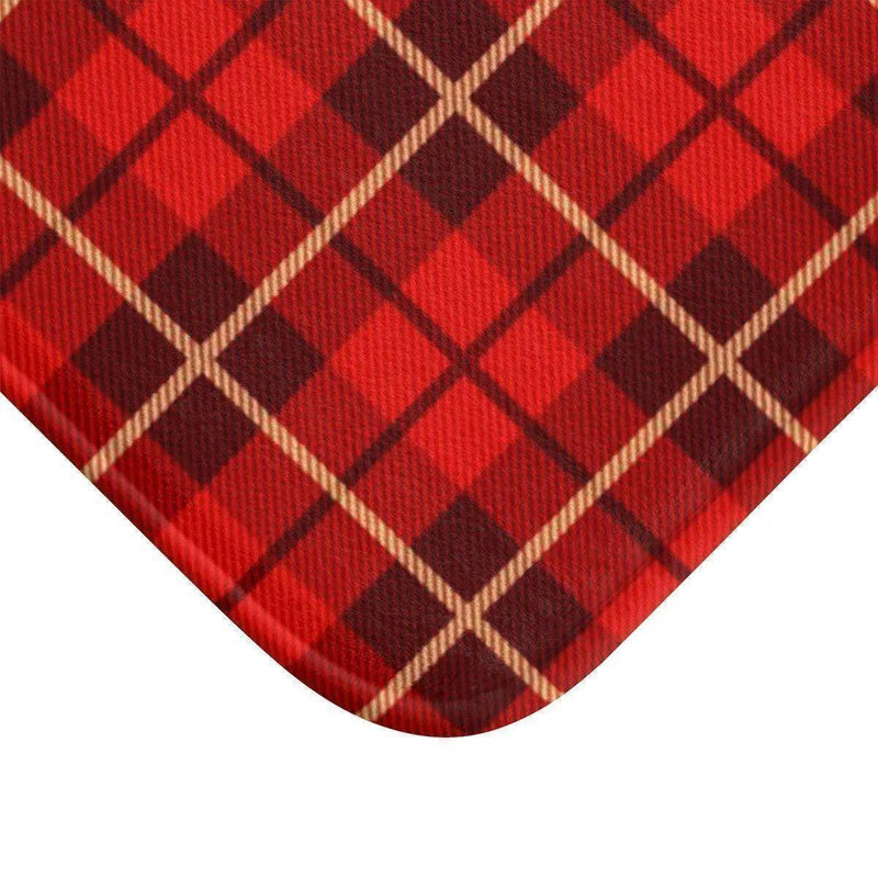 Festive Holiday Plaid Memory Foam Bath Rug - Très Elite