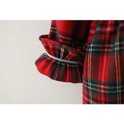 Festive Plaid Christmas Dress for Girls 9 Months to 3 Years with Cute Rabbit Accents - Très Elite