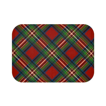 Festive Plaid Memory Foam Bath Mat Set with Non-Slip Backing - Holiday Collection