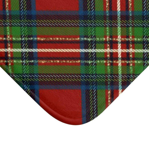 Festive Plaid Memory Foam Bath Mat Set with Non-Slip Backing - Holiday Collection - Très Elite