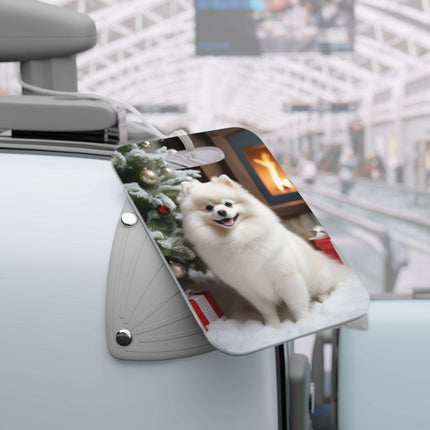 Festive Puppy Travel Tags for Holiday Adventurers