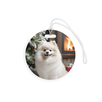 Festive Puppy Travel Tags for Holiday Adventurers