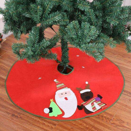 Festive Red Embroidered Christmas Tree Skirt - 90/100cm Diameter