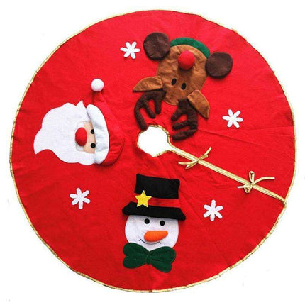 Festive Red Embroidered Christmas Tree Skirt - 90/100cm Diameter - Très Elite
