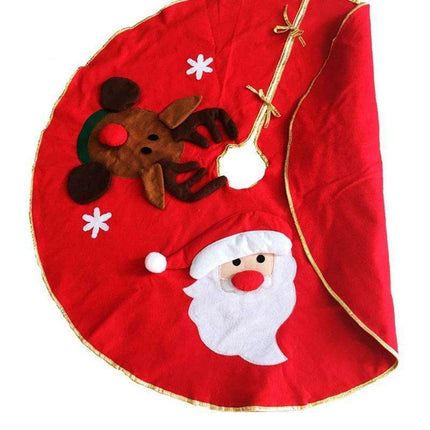 Festive Red Embroidered Christmas Tree Skirt - 90/100cm Diameter - Très Elite