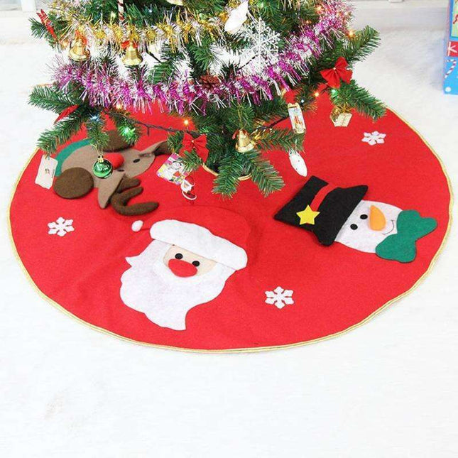 Festive Red Embroidered Christmas Tree Skirt - 90/100cm Diameter