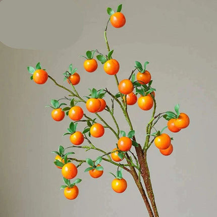 Festive Red Pomegranate Floral Branch with Lush Greenery - Très Elite