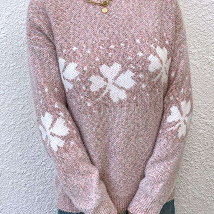 Festive Snowflake Pattern Turtleneck Pullover Sweater - Cozy Winter Essential - Très Elite
