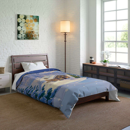 Festive Winter Wonderland Plush Comforter - Luxurious Polyester Bedding - Très Elite