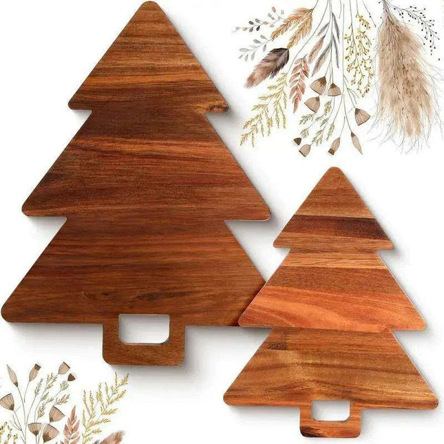 Festive Wooden Christmas Tree Serving Tray for Holiday Gatherings and Home Decor