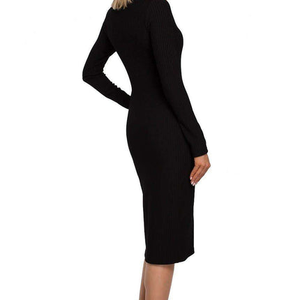 Figure-Flattering Ribbed Knit Daydress - Très Elite