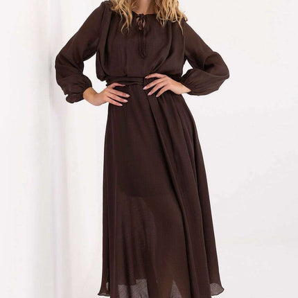 Flared Lyocell-Blend Maxi Daydress with Waist Sash & Lining - Très Elite