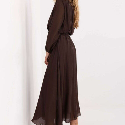 Flared Lyocell-Blend Maxi Daydress with Waist Sash & Lining - Très Elite