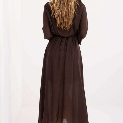 Flared Lyocell-Blend Maxi Daydress with Waist Sash & Lining - Très Elite