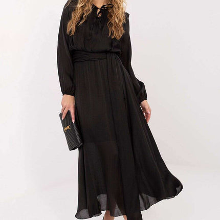 Flared Lyocell-Blend Maxi Daydress with Waist Sash & Lining - Très Elite