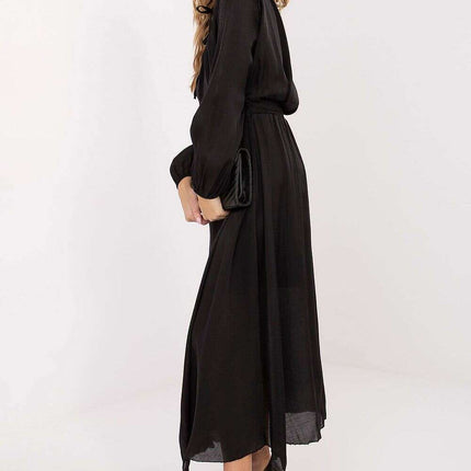 Flared Lyocell-Blend Maxi Daydress with Waist Sash & Lining - Très Elite