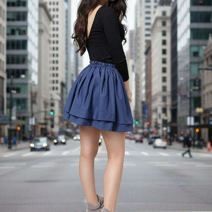 Flirty Double Layered Mini Skirt Waist Cinching Design LXL - Très Elite