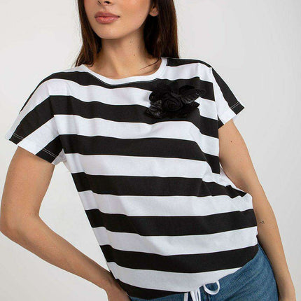 Floral Accent Striped Blouse - Très Elite