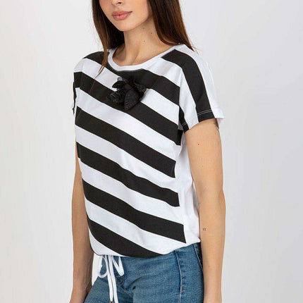 Floral Accent Striped Blouse - Très Elite