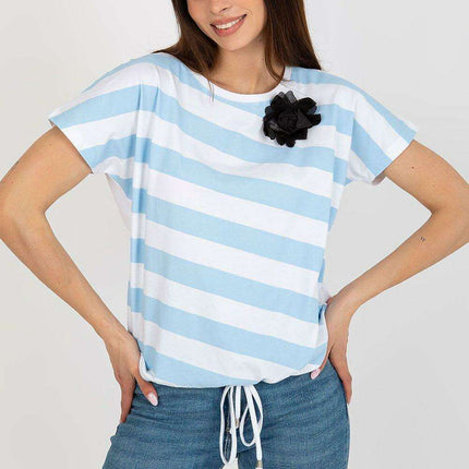 Floral Accent Striped Blouse - Très Elite