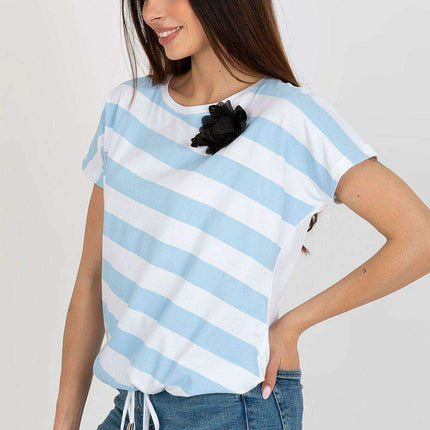 Floral Accent Striped Blouse - Très Elite